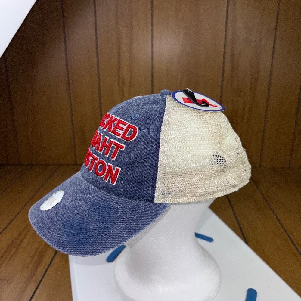 Bay State Apparel Wicked Smaht Boston Trucker Hat Blue Cream Snapback Cap - Picture 3 of 10
